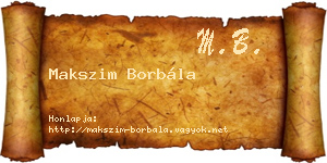 Makszim Borbála névjegykártya